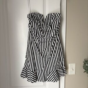 Black and white striped gameday dress